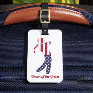 Gröntens drottning American Flagga Golf Player Bagagebricka