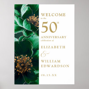 Gröntens Elegant Blommigt 50-årsjubileum Välkomsts Poster