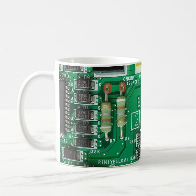 gröntens elektroniska kretskort mönster kaffemugg (Vänster)