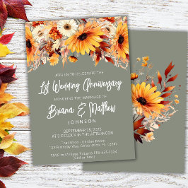 Gröntens fall Blommigt 1:a Bröllop-årsdagen Inbjudningar