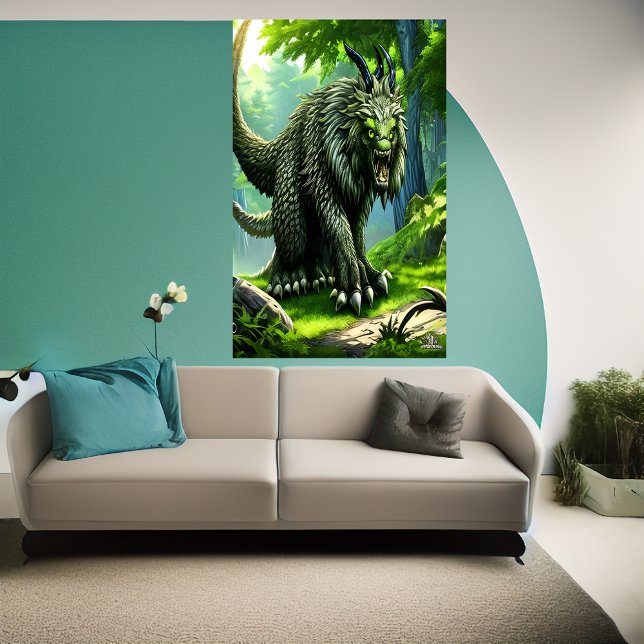 Gröntens fantasi-beast i skogen | AI Art Poster (Skapare uppladdad)
