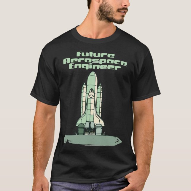 Gröntens framtida rymdfärd Ingenjör För barn Space T Shirt (Framsida)