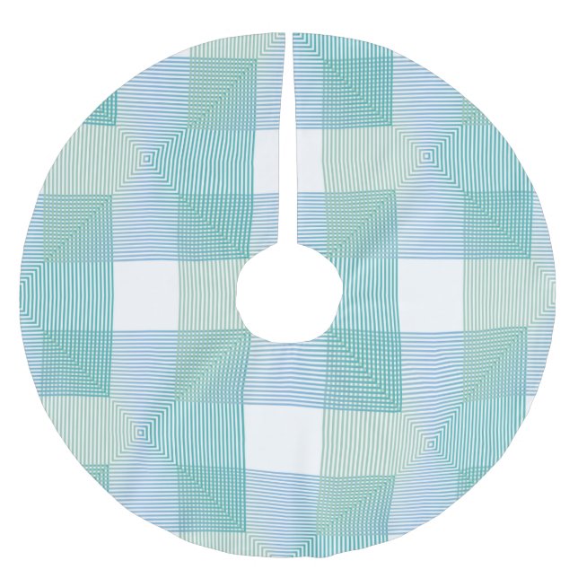 Gröntens geometriska rutor julgransmatta borstad polyester (Framsidan)