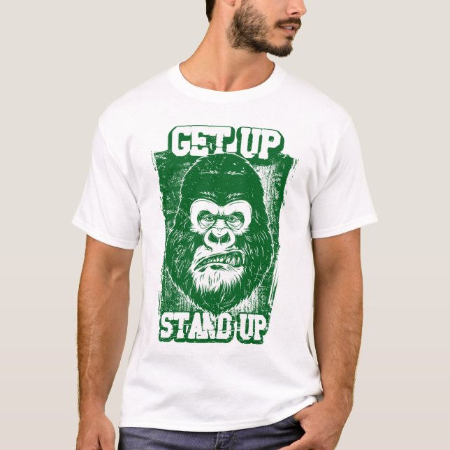 Gröntens gorillaillustration - ställ dig upp t shirt (Framsida)