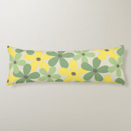 Gröntens Gult Retro Y2K 70s Flower Mönster Kroppskudde