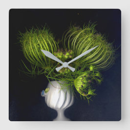 Gröntens hjärta i svart fyrkantig klocka