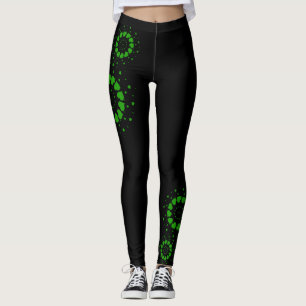 Gröntens hjärtan-cirklar, design på svart leggings