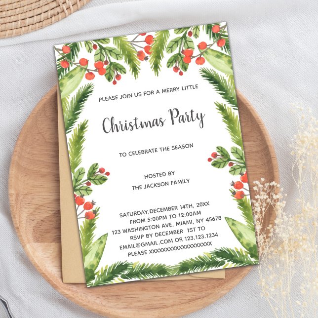 Gröntens julinbjudan inbjudningar (Green Christmas Christmas Invitations)