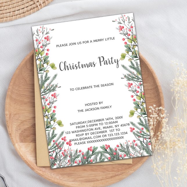 Gröntens julinbjudan inbjudningar (Green Christmas Invitations)