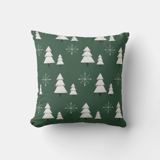 Gröntens julkudde med gräs och snöflingor kudde (Framsida)