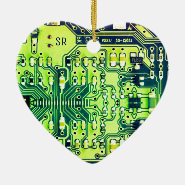 Gröntens kretskort Geek PCB-Personlig Julgransprydnad Keramik (Framsidan)