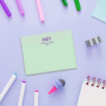 Gröntens Lila Minimal renare Initialer Post-it Block<br><div class="desc">Ren design. Bokför anteckningsblock. Din initialer i lila mot blekens grönt.</div>