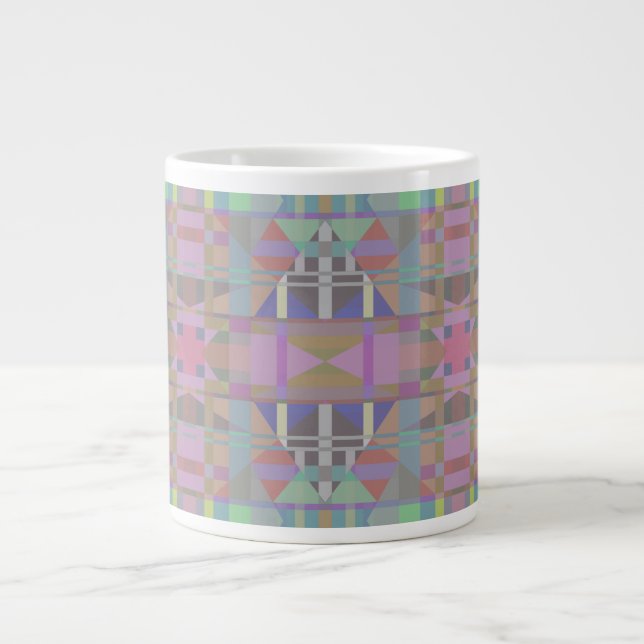 Gröntens Lila Rosa Geometric Jumbo Mugg (Framsidan)