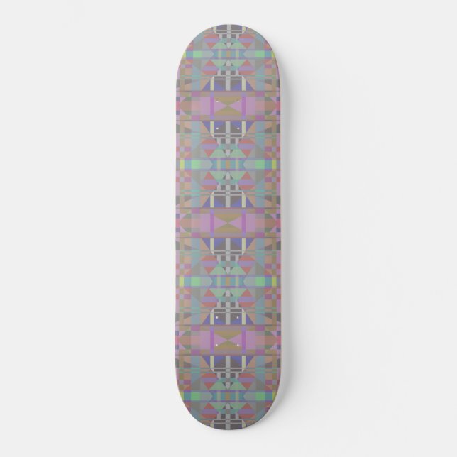 Gröntens Lila Rosa Geometric Mini Skateboard Bräda 18,5 Cm (Framsida)