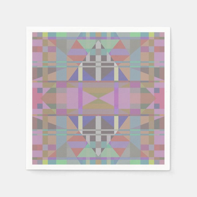 Gröntens Lila Rosa Geometric Pappersservett (Framsidan)
