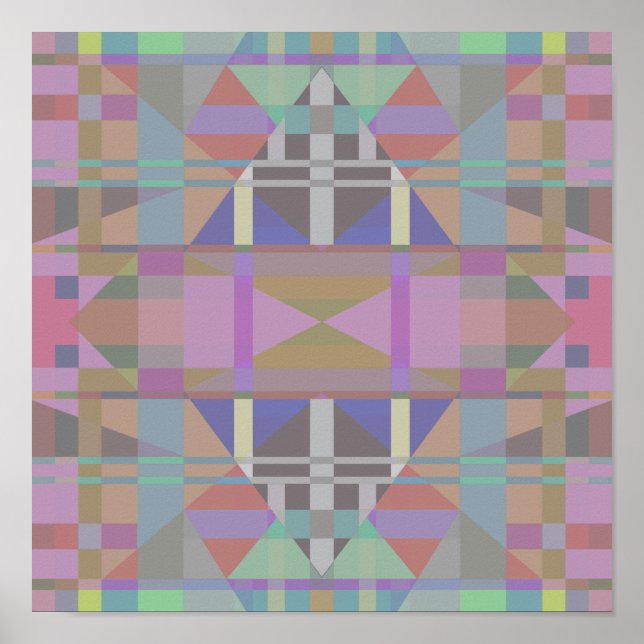 Gröntens Lila Rosa Geometric Poster (Framsidan)