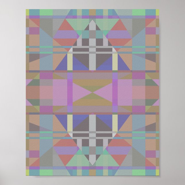 Gröntens Lila Rosa Geometric Poster (Framsidan)