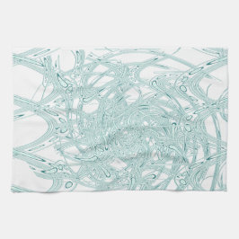 Gröntens ljusdesign på vitt kökshandduk