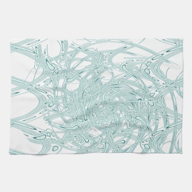 Gröntens ljusdesign på vitt kökshandduk (Horisontell)