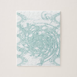 Gröntens ljusdesign på vitt pussel