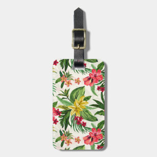 Gröntens löv och Rosa och Gula blommor Bagagebricka