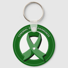 Gröntens medvetenhet Ribbon White Heart Nyckelring