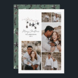 Gröntens moderna elegant-skript - jul-multifoto julkort<br><div class="desc">Svart modern elegant Rustik vattenfärgsbeige naturbeige Skandinavian contemporary muted colorsgreen,  grått,  beige,  black and white 5 multi-Photo helgdag jul card.</div>