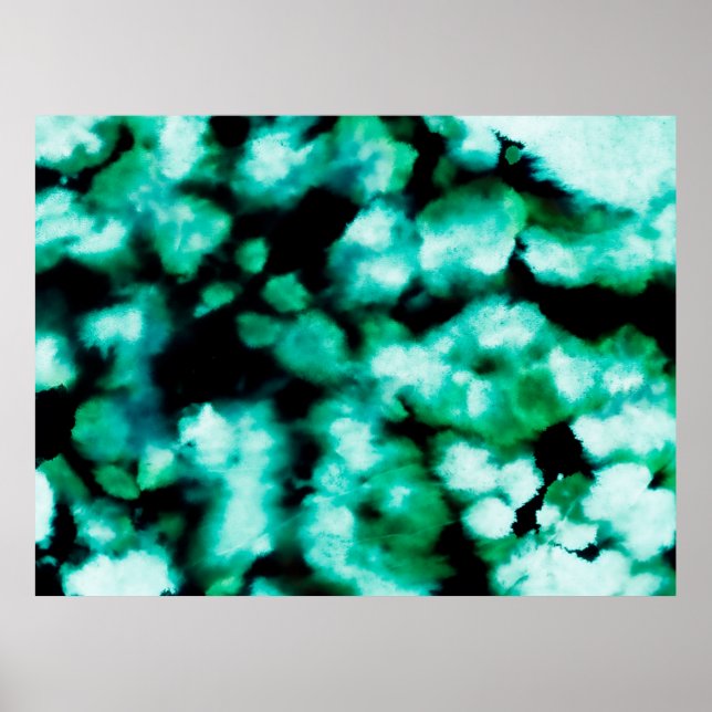 Gröntens Mörk Tie Dye. Vattenamarininspiration Tie Poster (Framsidan)
