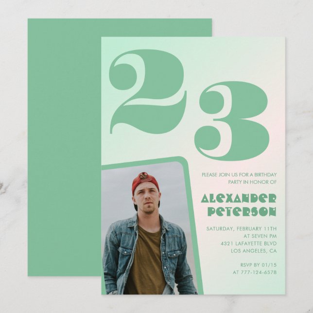 Gröntens övertoning - 23:e födelsedagsinbjudningar inbjudningar (Fram/baksida)