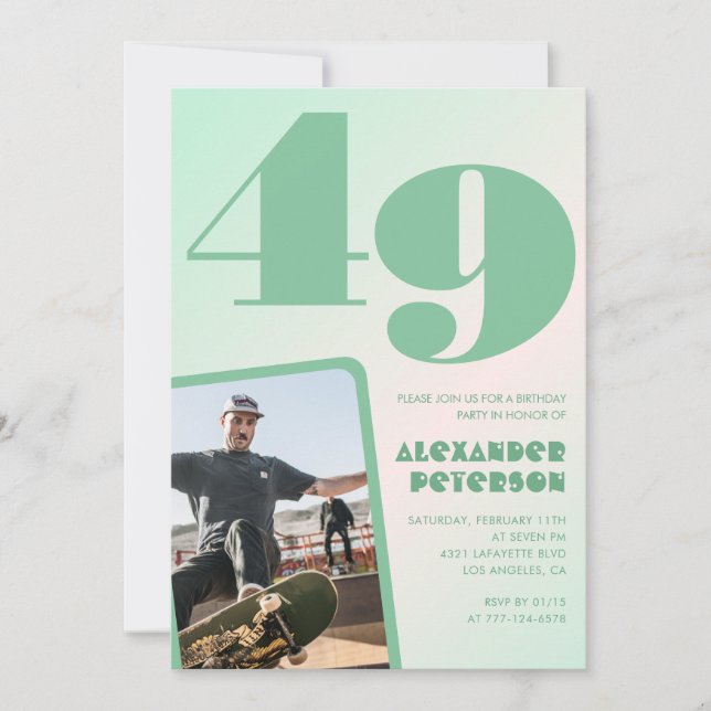 Gröntens övertoning 49-årsinbjudningar Boy Photo Inbjudningar (Framsida)