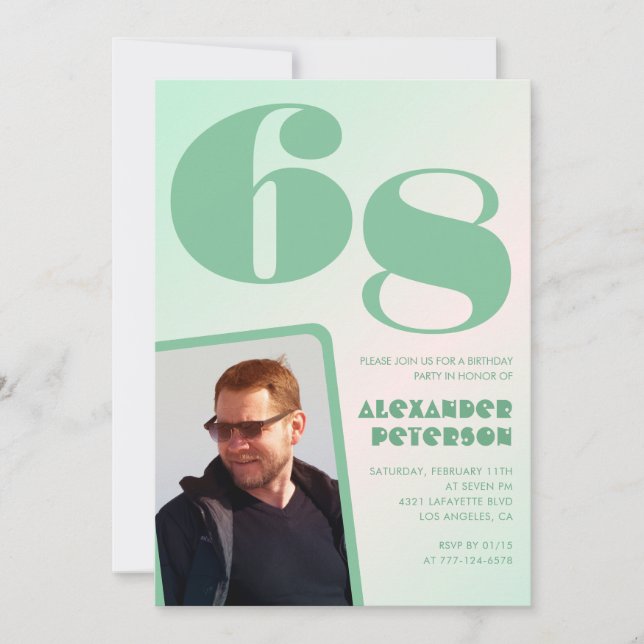 Gröntens övertoning 68-årsinbjudningar Boy Photo Inbjudningar (Framsida)