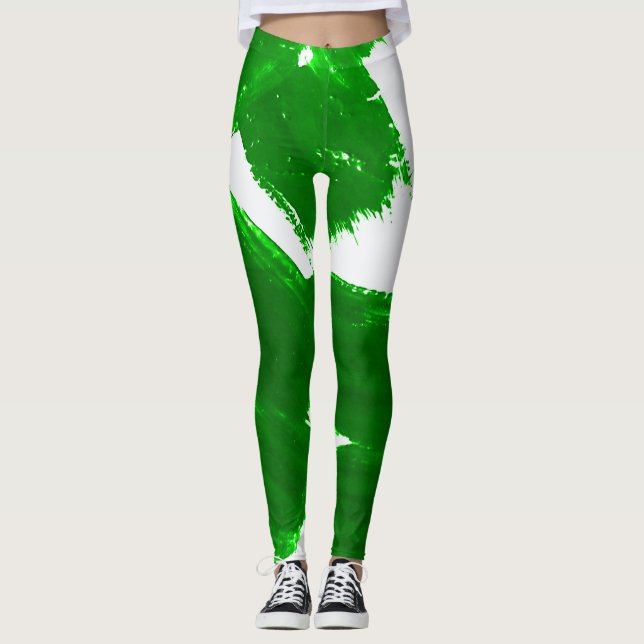 Gröntens penseldrag leggings (Framsida)