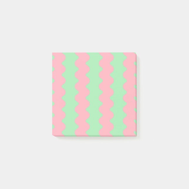 Gröntens Rosa Vågigt Rand-minimalistlager Post-it Block (Framsida)