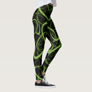 gröntens sammanflätade slingor geometriskt mönster leggings
