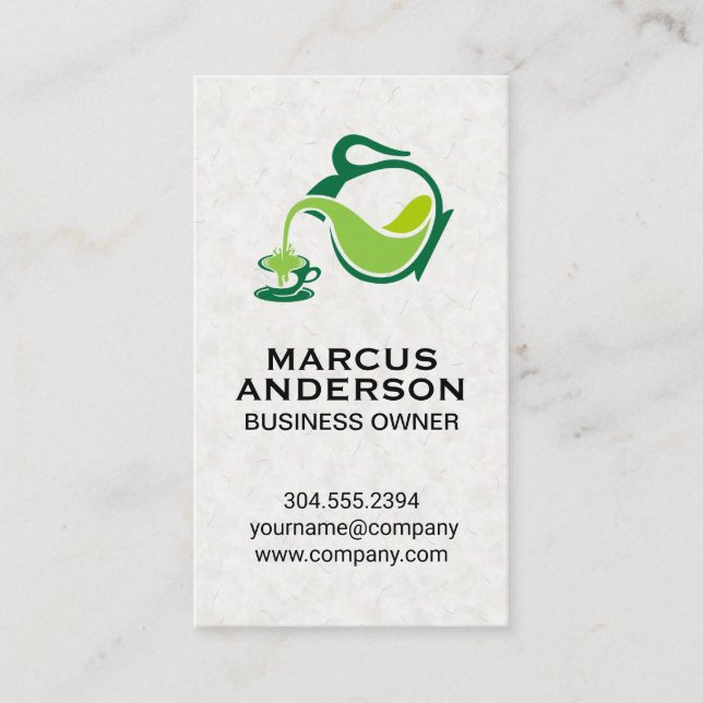 Gröntens Tekanna Pour | Japanska Pappra Struktur Visitkort (Framsida)