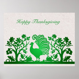 Gröntens Thanksgiving Turkiets Blommigt Poster