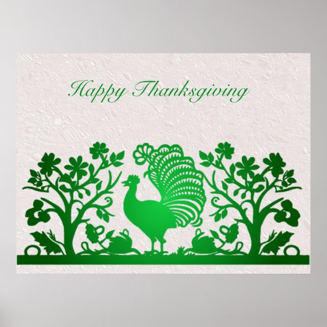 Gröntens Thanksgiving Turkiets Blommigt Poster (Framsidan)