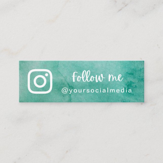 Gröntens vattenfärg Följ Social Media QR-kod i fet Mini Visitkort (Framsida)
