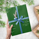 Gröntens vita abstrakt renar modern jul presentpapper<br><div class="desc">Gröntens bakgrund,  och en mönster av vit abstrakt en linjesren. Anpassa och lägg till ditt namn och år. Text; God jul</div>
