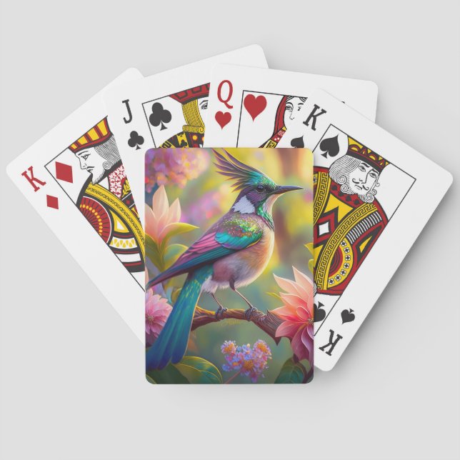 Grönthuvad fantasifågel casinokort (Baksidan)