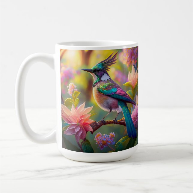 Grönthuvad fantasifågel kaffemugg (Vänster)