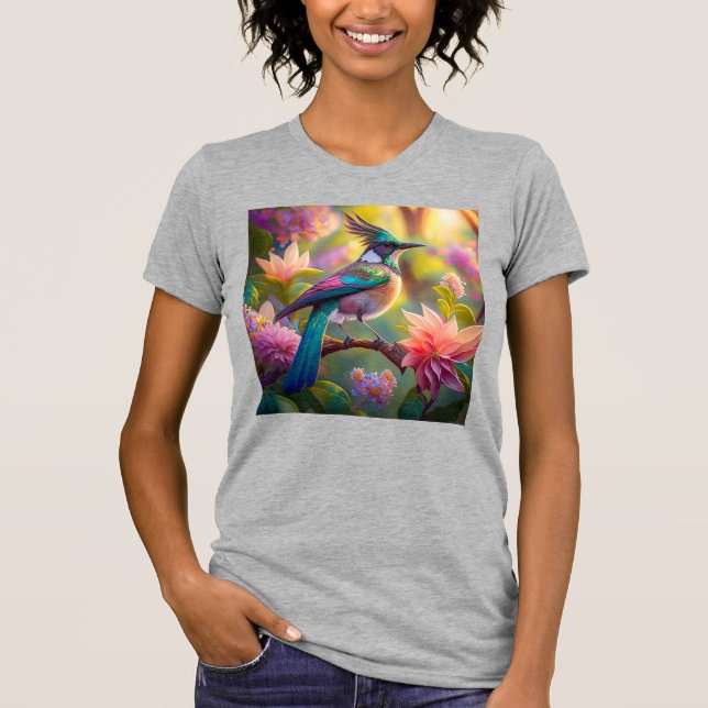 Grönthuvad fantasifågel t shirt (Framsida)