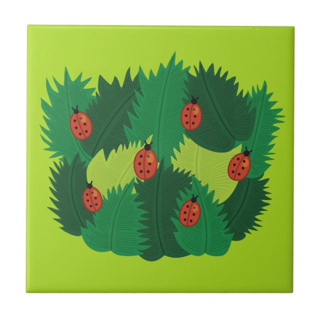 Gröntlöv- och nyckelpigavår Time Kakelplatta (Framsidan)