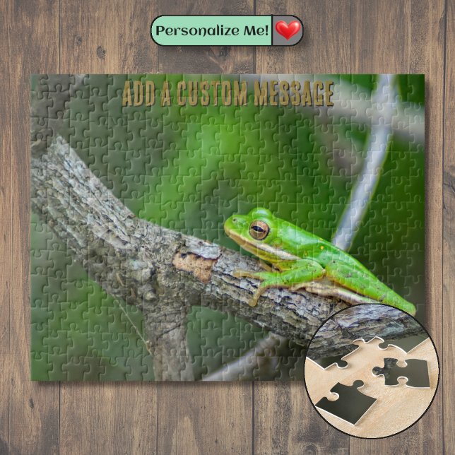 Grönträdsgrenslevande groda pussel (Green Tree Frog Branch Jigsaw Puzzle)