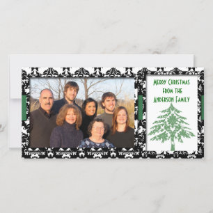 GrönTree God jul, svart och vit skademask Julkort