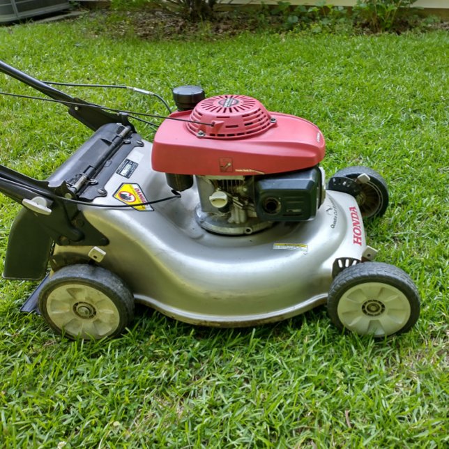 Grönyomvårdnadstjänst trädgårdsarbete fyrkantigt visitkort (lawn mower repair service)