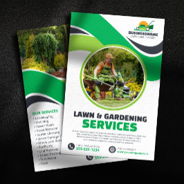 Grönytevård Gräsklippning Mulching Trädgårdsdesign Flygblad