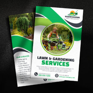 Grönytevård Gräsklippning Mulching Trädgårdsdesign Flygblad