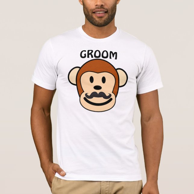 Groom-apa med mustache t shirt (Framsida)