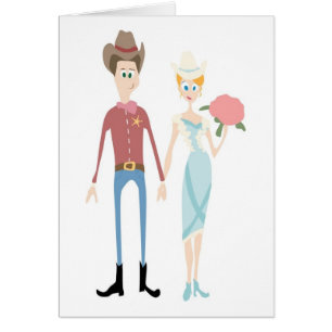 Groom as sheriff tar hans Land Bride Hälsningskort